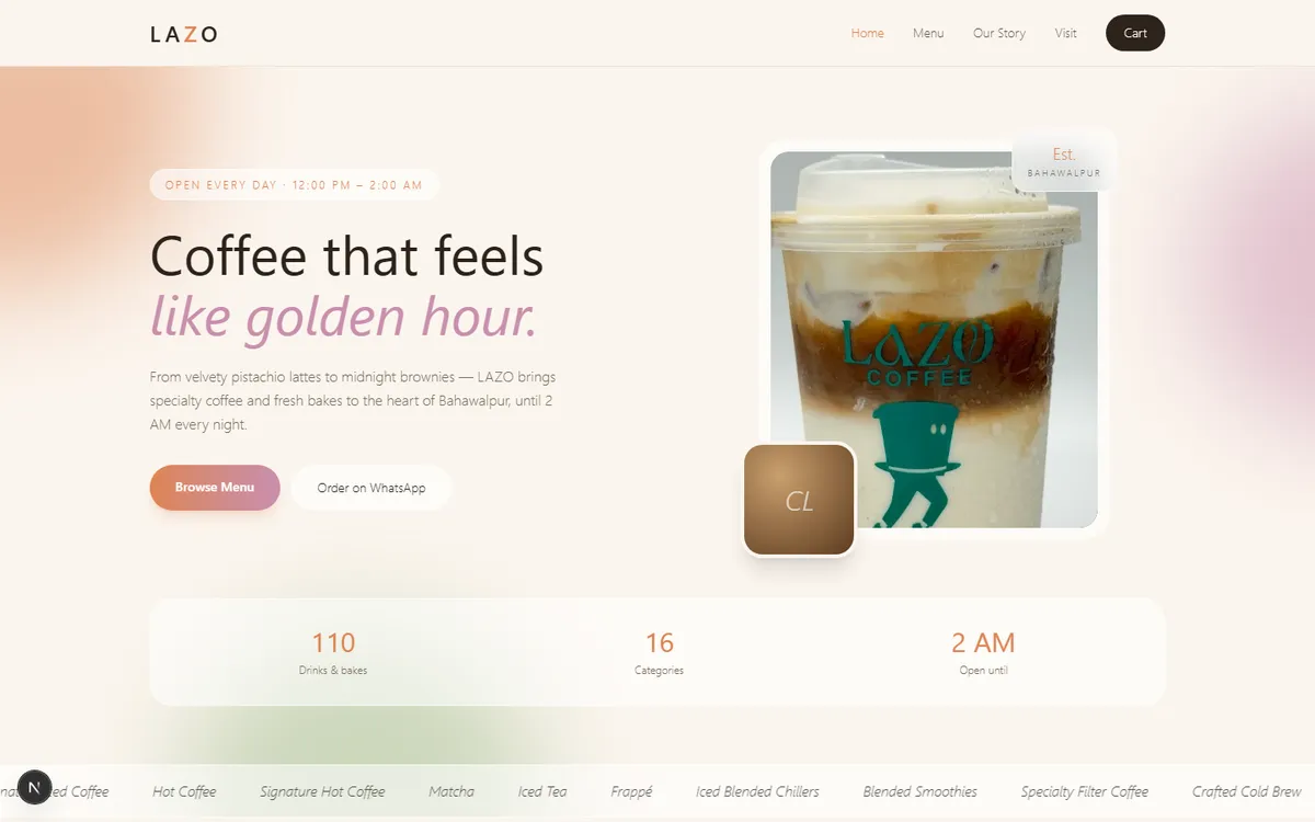 Lazo Cafe website screenshot