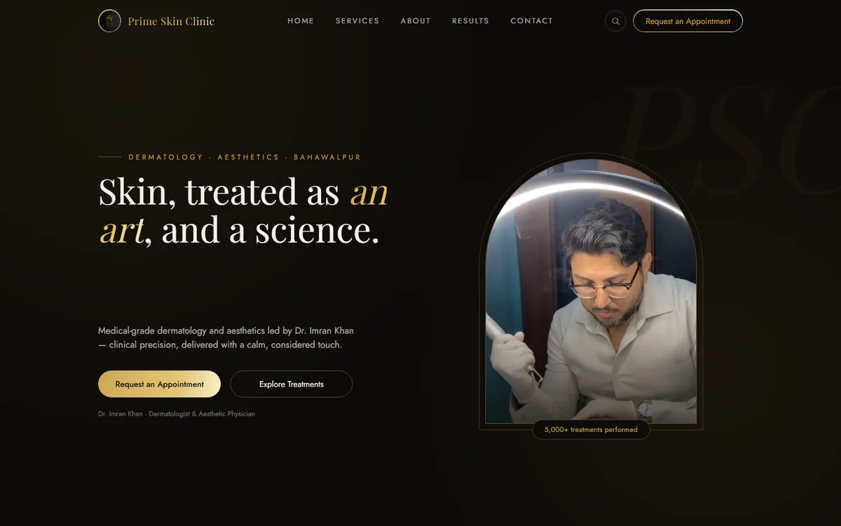 Prime Skin Clinic website screenshot